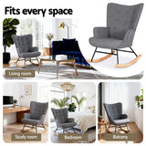 Arm Chairs & Recliners: Artiss Rocking Armchair Nursing Chair Linen Fabric Grey