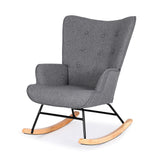 Arm Chairs & Recliners: Artiss Rocking Armchair Nursing Chair Linen Fabric Grey