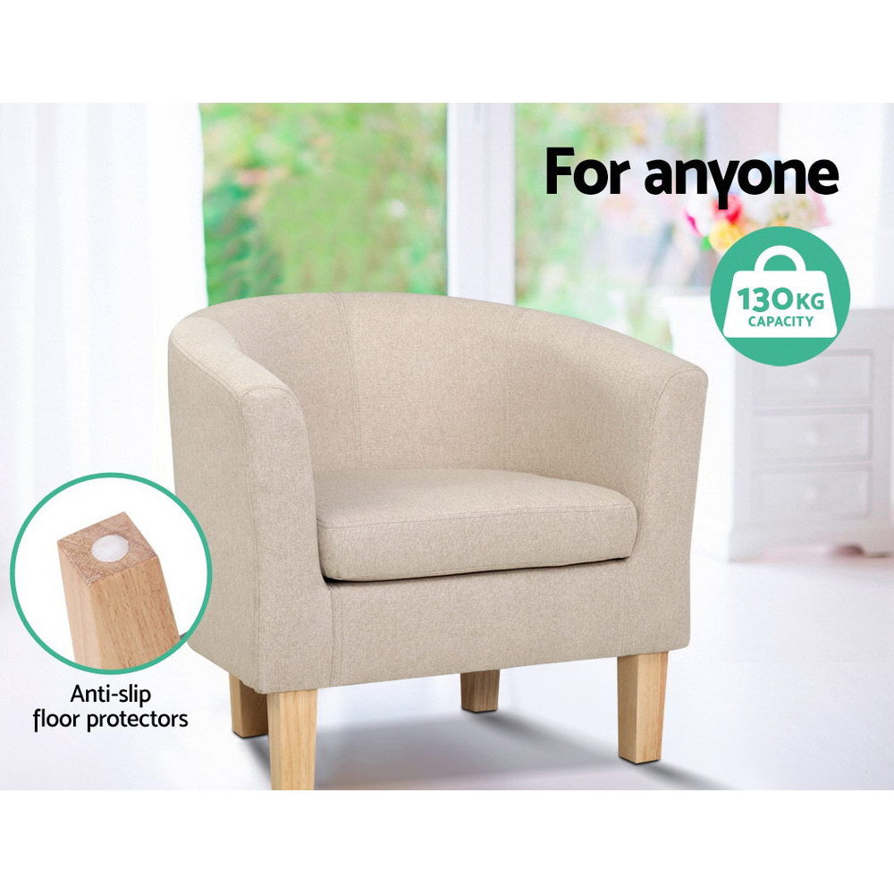 Arm Chairs & Recliners: Artiss Armchair Tub Chair Beige Abby