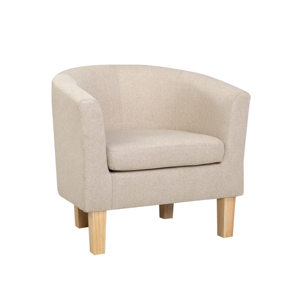 Arm Chairs & Recliners: Artiss Armchair Tub Chair Beige Abby