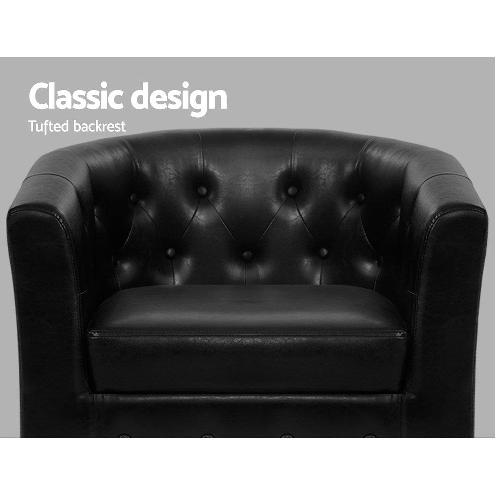 Arm Chairs & Recliners: Artiss Armchair Set with Ottoman Black Ava