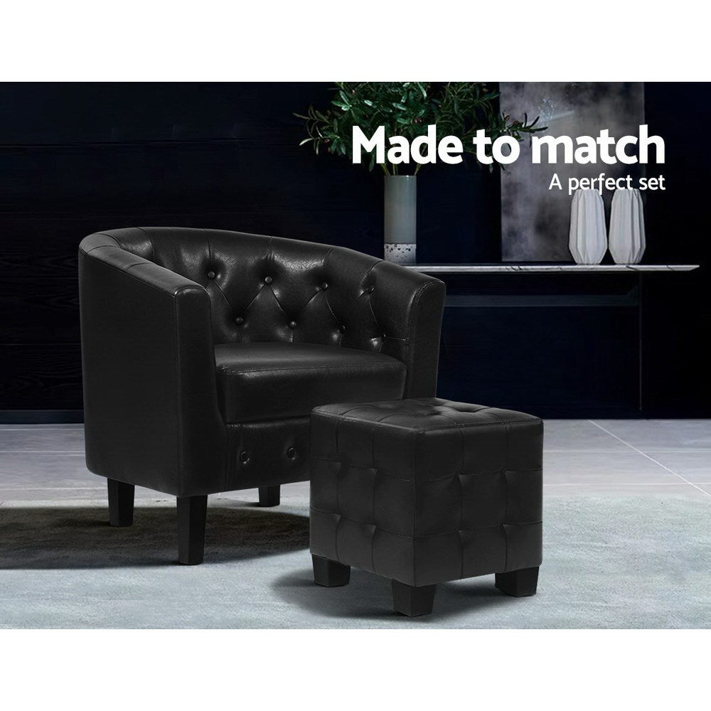 Arm Chairs & Recliners: Artiss Armchair Set with Ottoman Black Ava