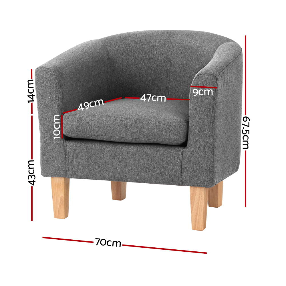 Arm Chairs & Recliners: Artiss Abby Fabric Armchair - Grey