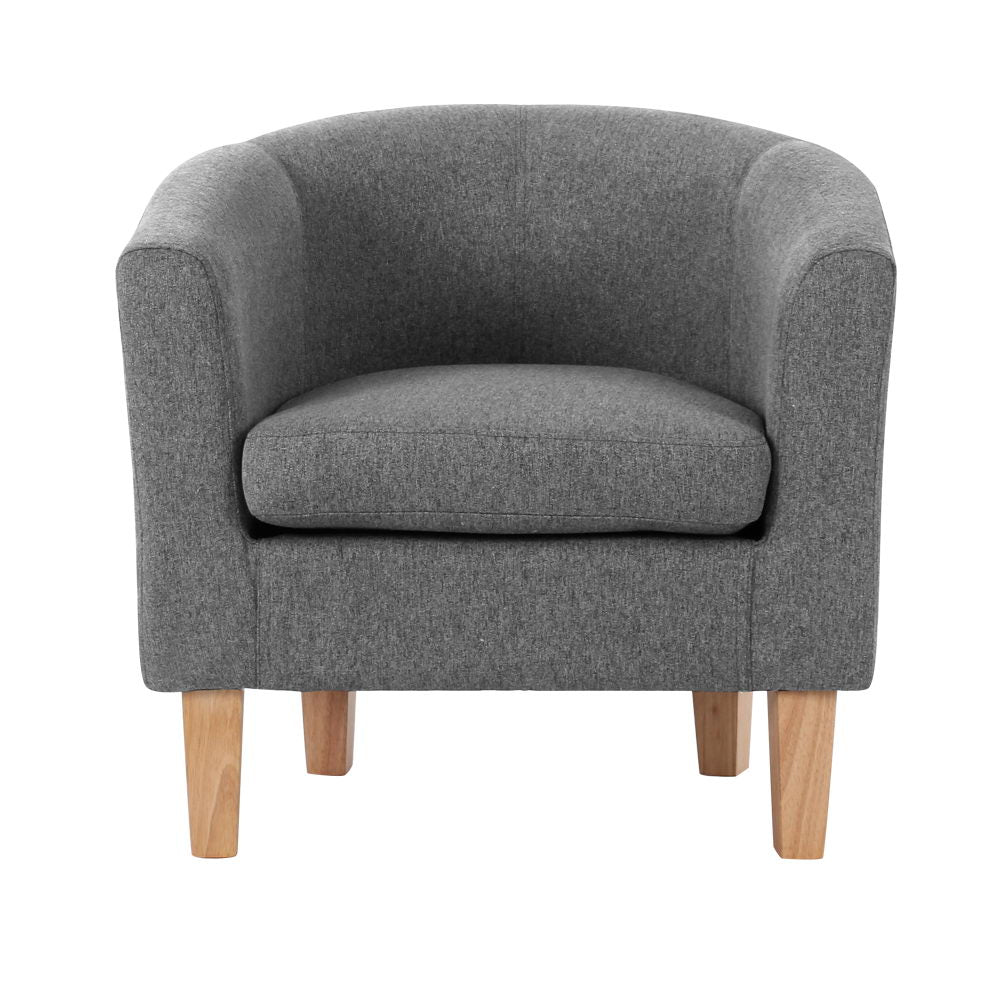 Arm Chairs & Recliners: Artiss Abby Fabric Armchair - Grey