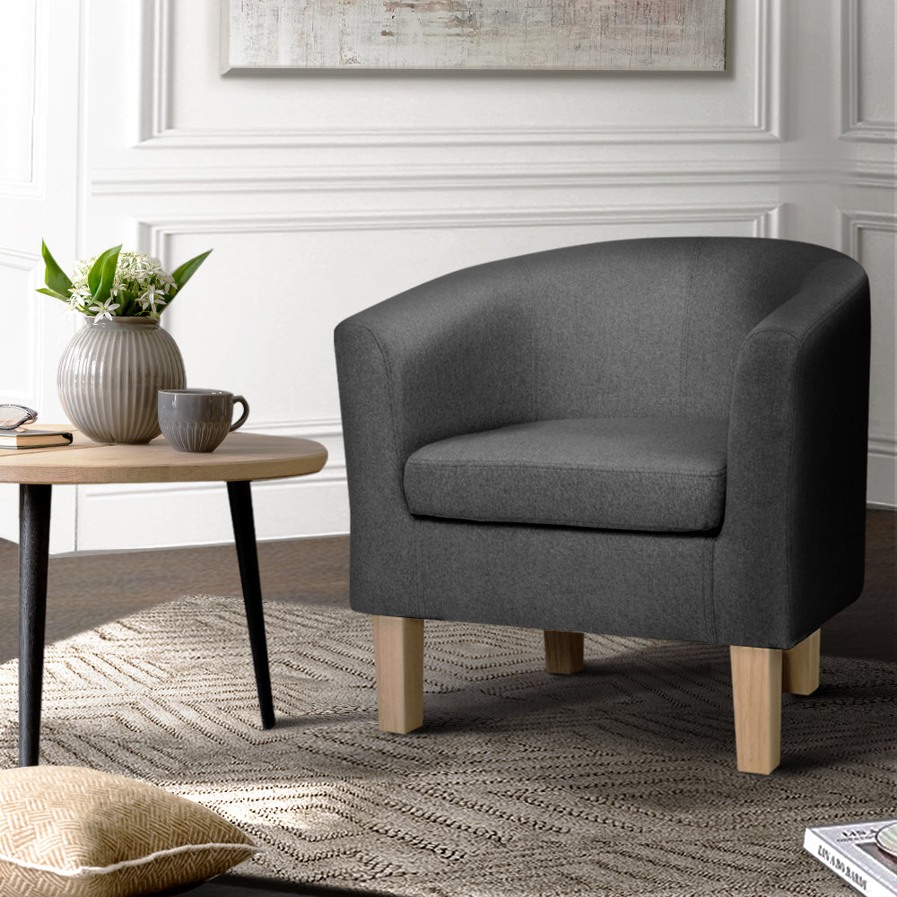 Arm Chairs & Recliners: Artiss Abby Fabric Armchair - Grey