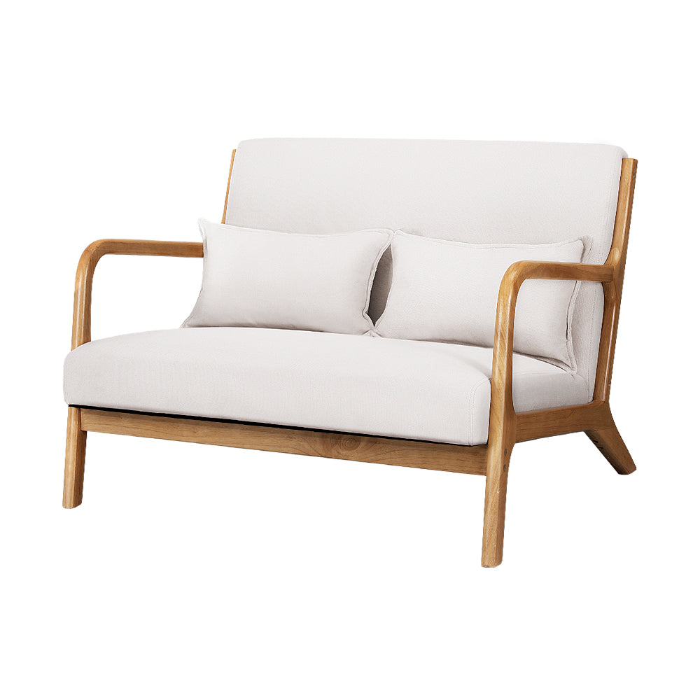 Arm Chairs & Recliners: Artiss Armchair Lounge Chair Accent Armchairs Couch Sofa Loveseat Beige Wood