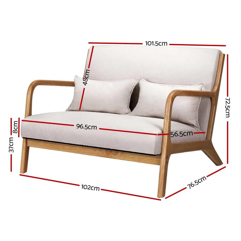 Arm Chairs & Recliners: Artiss Armchair Lounge Chair Accent Armchairs Couch Sofa Loveseat Beige Wood