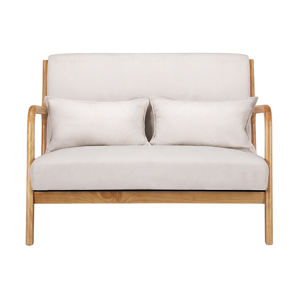 Arm Chairs & Recliners: Artiss Armchair Lounge Chair Accent Armchairs Couch Sofa Loveseat Beige Wood