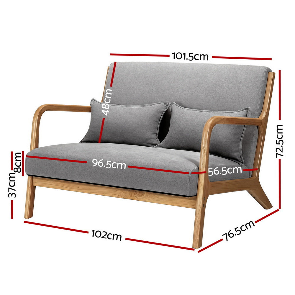 Arm Chairs & Recliners: Artiss Armchair 2-seater Loveseat Fabric Grey