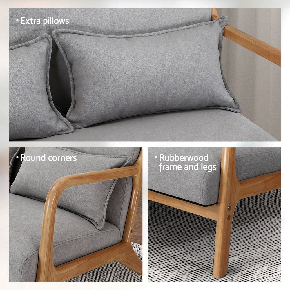 Arm Chairs & Recliners: Artiss Armchair 2-seater Loveseat Fabric Grey