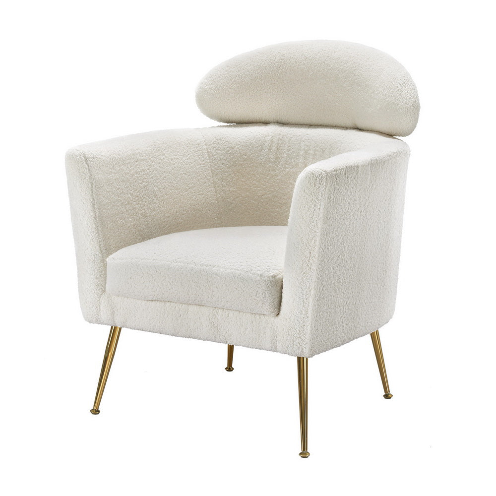 Arm Chairs & Recliners: Artiss Armchair Boucle Fabric White Yoli