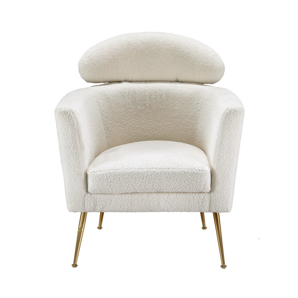 Arm Chairs & Recliners: Artiss Armchair Boucle Fabric White Yoli