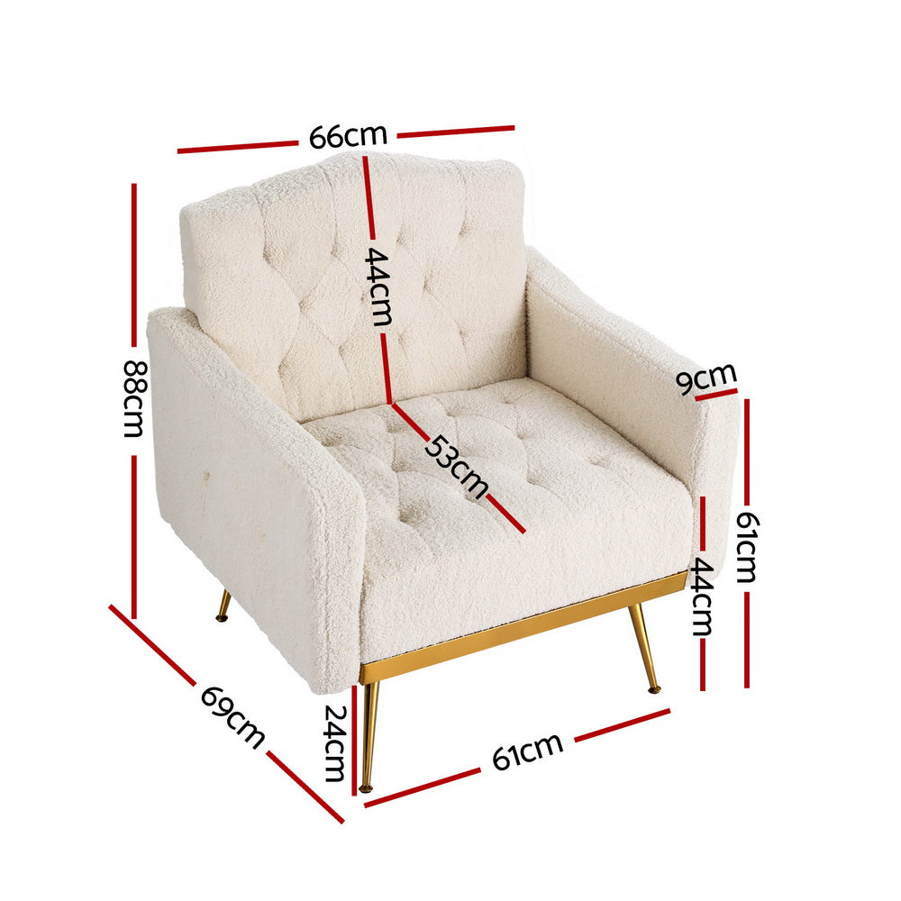 Arm Chairs & Recliners: Artiss Armchair Boucle Beige Nicole