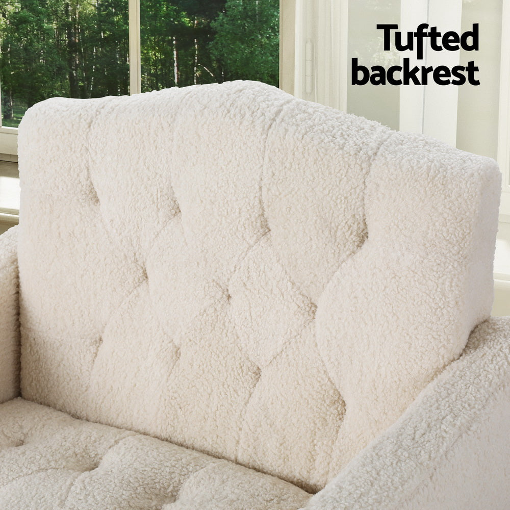 Arm Chairs & Recliners: Artiss Armchair Boucle Beige Nicole