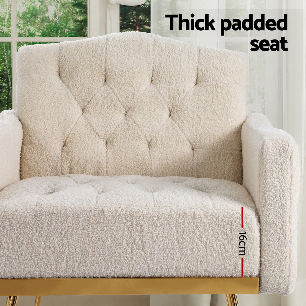 Arm Chairs & Recliners: Artiss Armchair Boucle Beige Nicole