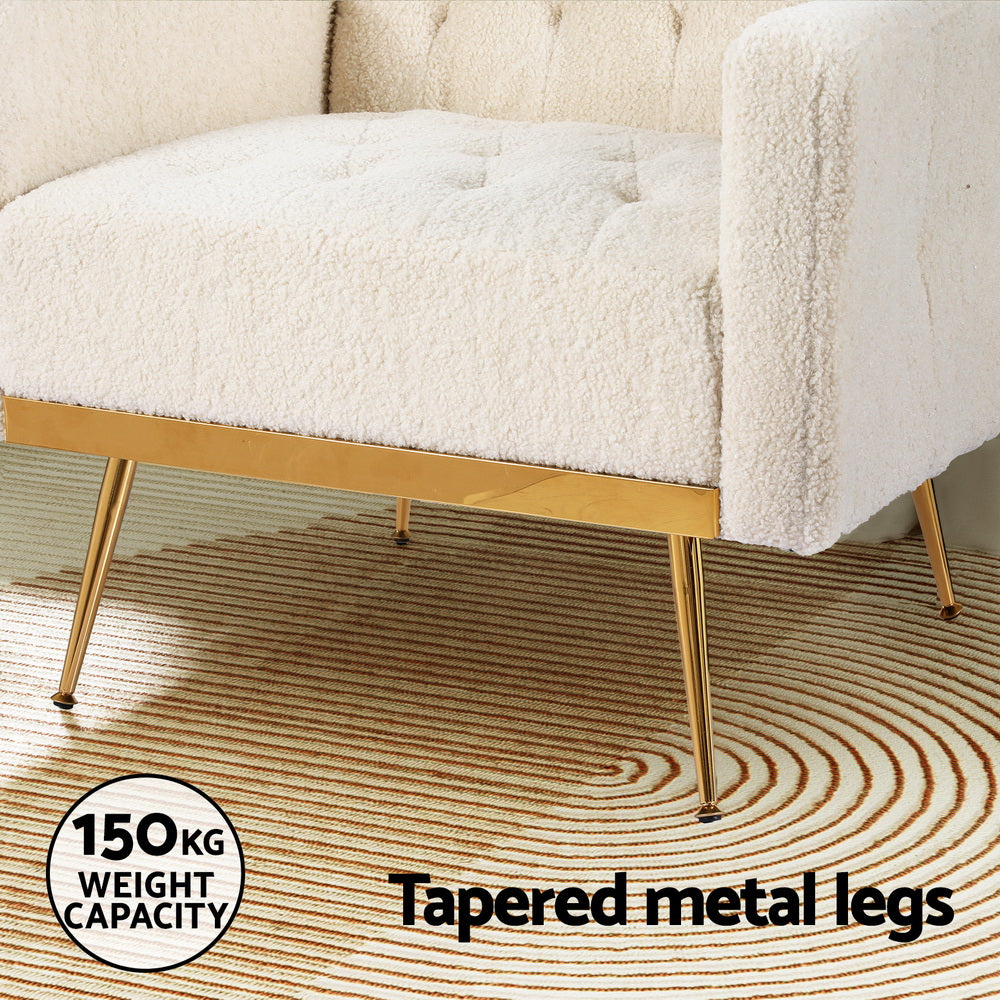 Arm Chairs & Recliners: Artiss Armchair Boucle Beige Nicole