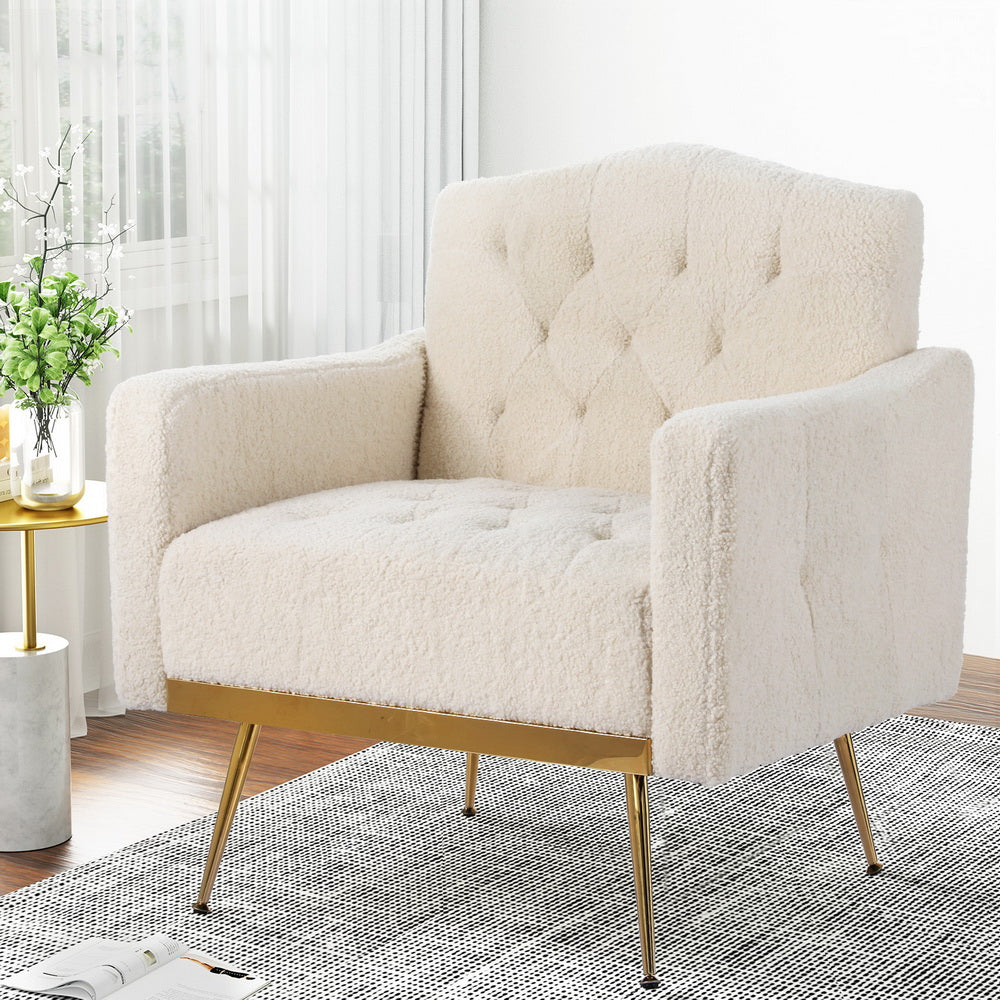 Arm Chairs & Recliners: Artiss Armchair Boucle Beige Nicole