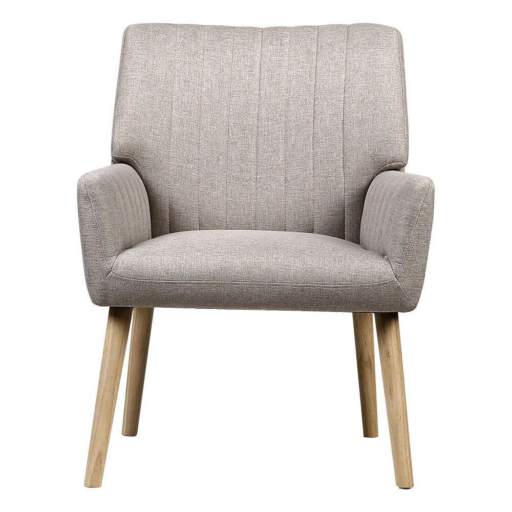 Arm Chairs & Recliners: Artiss Armchair Fabric Beige Sebastini