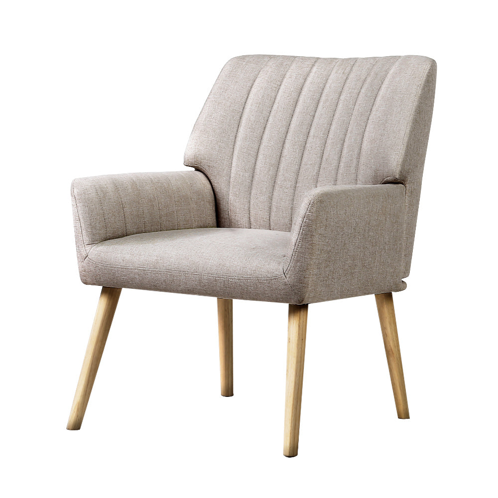 Arm Chairs & Recliners: Artiss Armchair Fabric Beige Sebastini