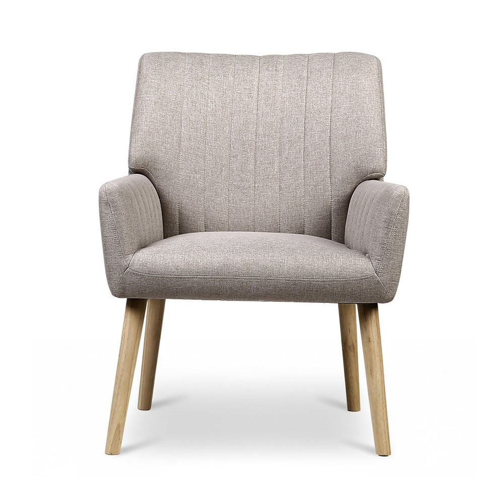Arm Chairs & Recliners: Artiss 2X Armchair Faux Fabric Beige