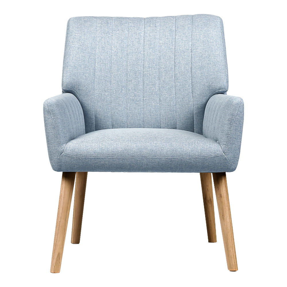 Arm Chairs & Recliners: Artiss Armchair Fabric Blue Grey Sebastini