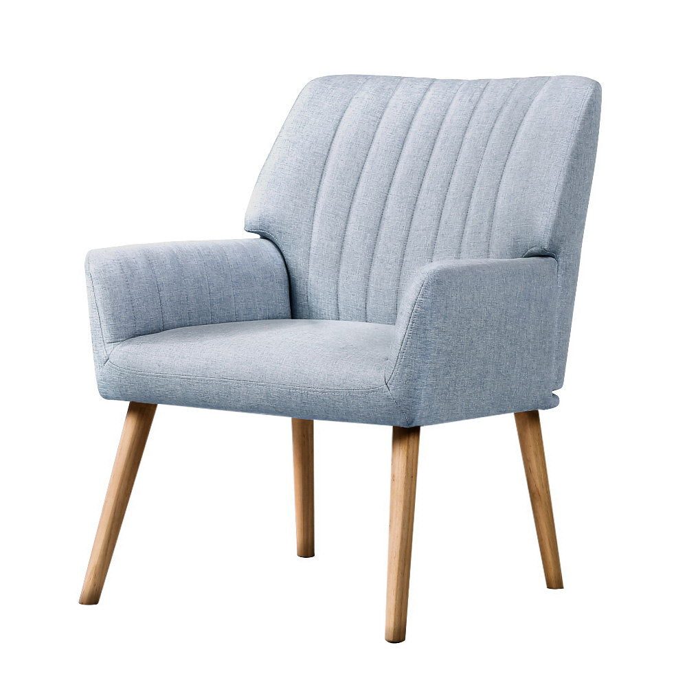 Arm Chairs & Recliners: Artiss Armchair Fabric Blue Grey Sebastini