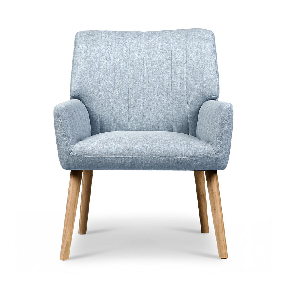 Arm Chairs & Recliners: Artiss 2X Armchair Fabric Blue Grey