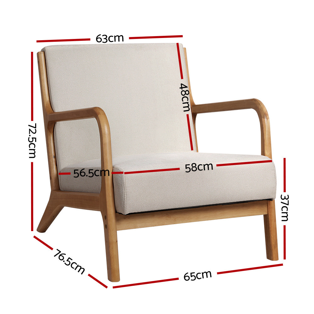 Arm Chairs & Recliners: Artiss Armchair Fabric Beige Olive