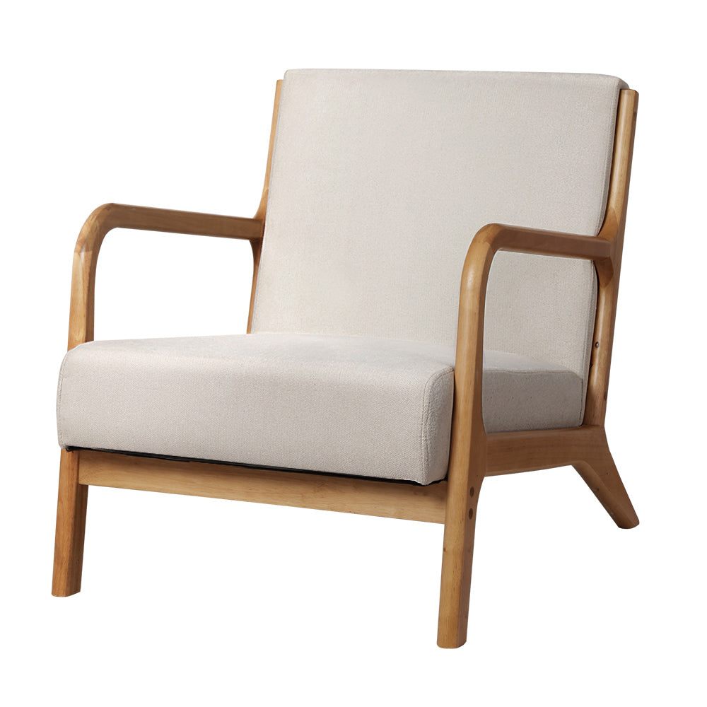 Arm Chairs & Recliners: Artiss Armchair Fabric Beige Olive