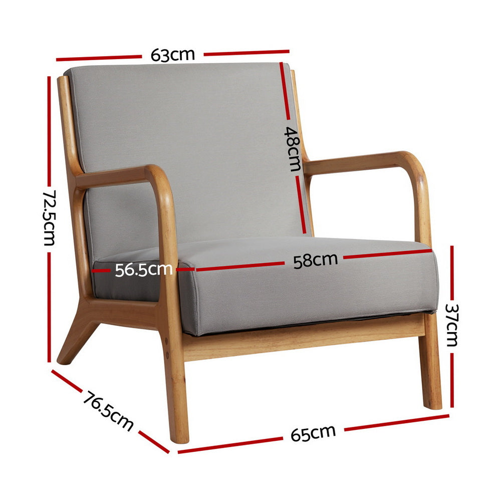 Arm Chairs & Recliners: Artiss Armchair Fabric Light Grey