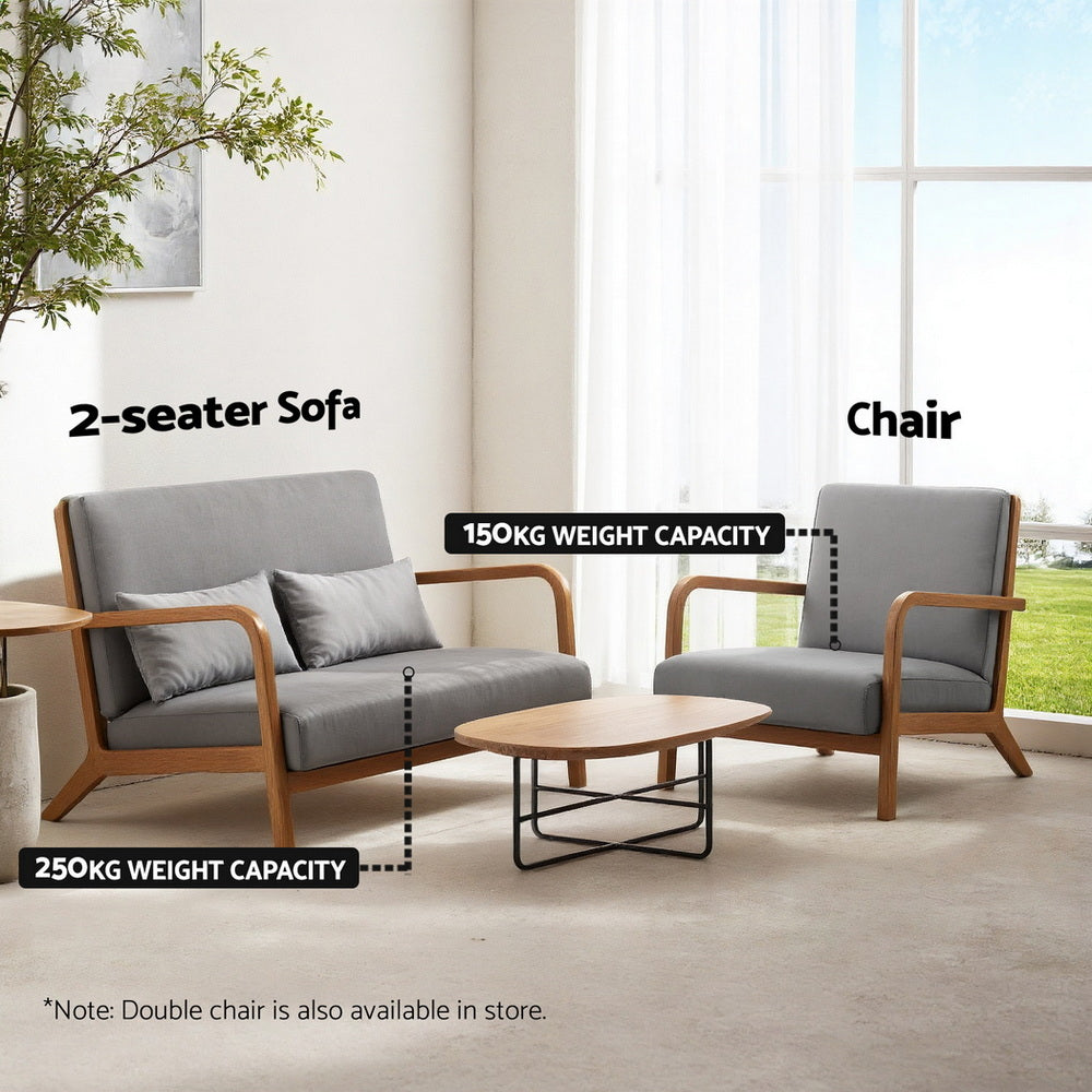 Arm Chairs & Recliners: Artiss Armchair Fabric Light Grey