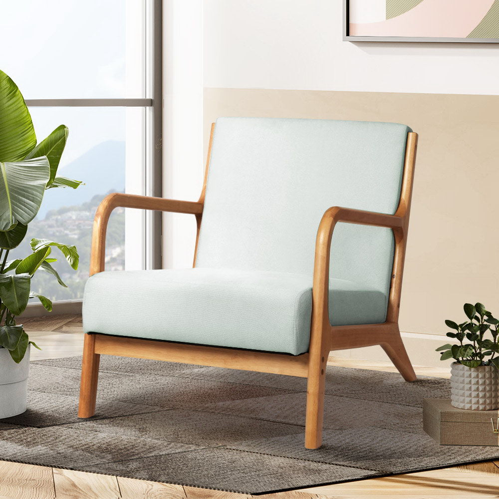 Arm Chairs & Recliners: Artiss Armchair Fabric Grey Olive