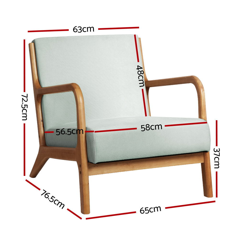 Arm Chairs & Recliners: Artiss Armchair Fabric Grey Olive