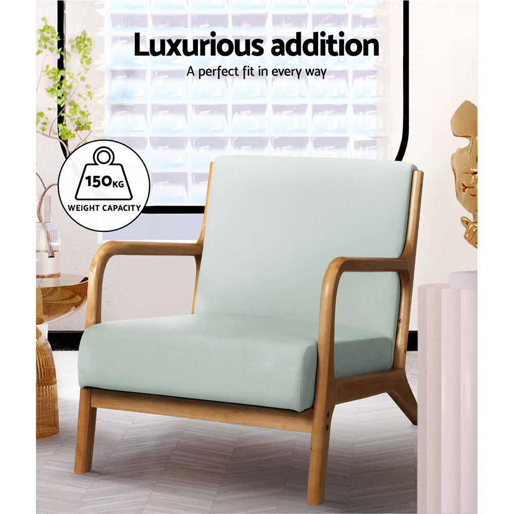 Arm Chairs & Recliners: Artiss Armchair Fabric Grey Olive