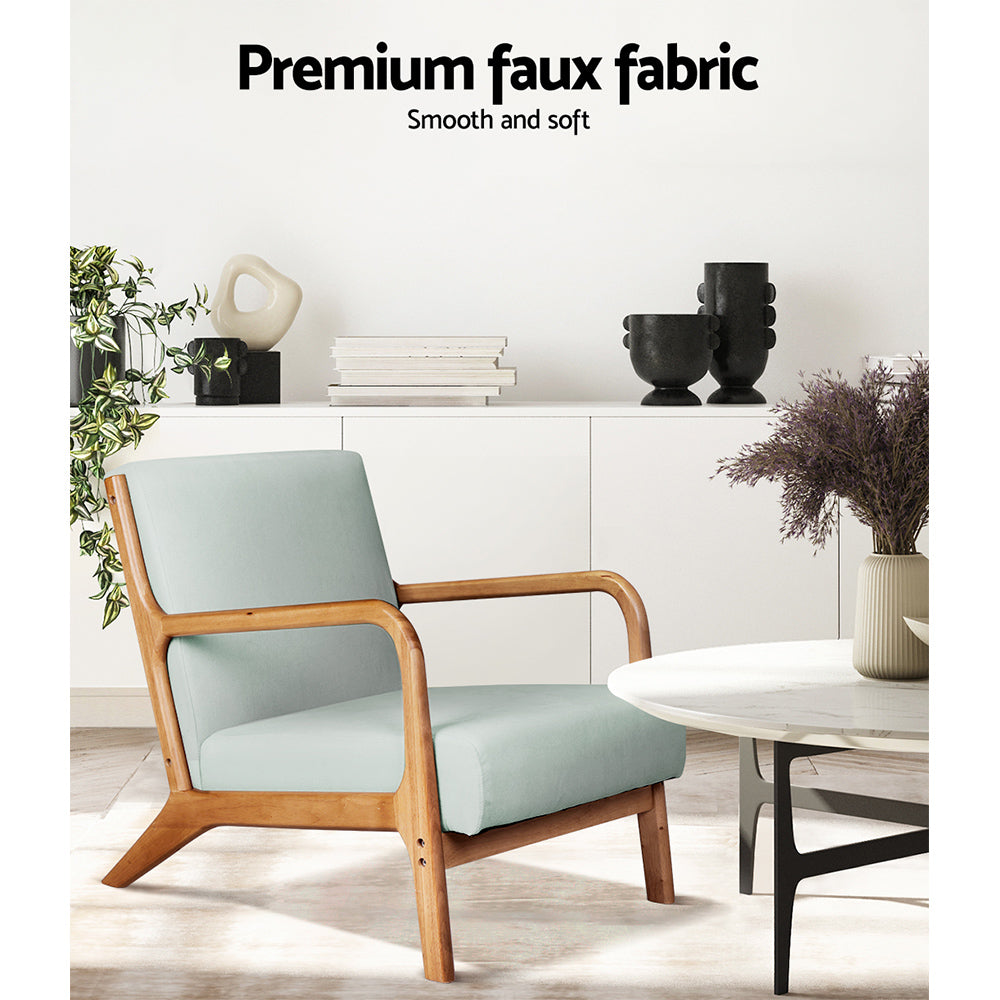 Arm Chairs & Recliners: Artiss Armchair Fabric Grey Olive