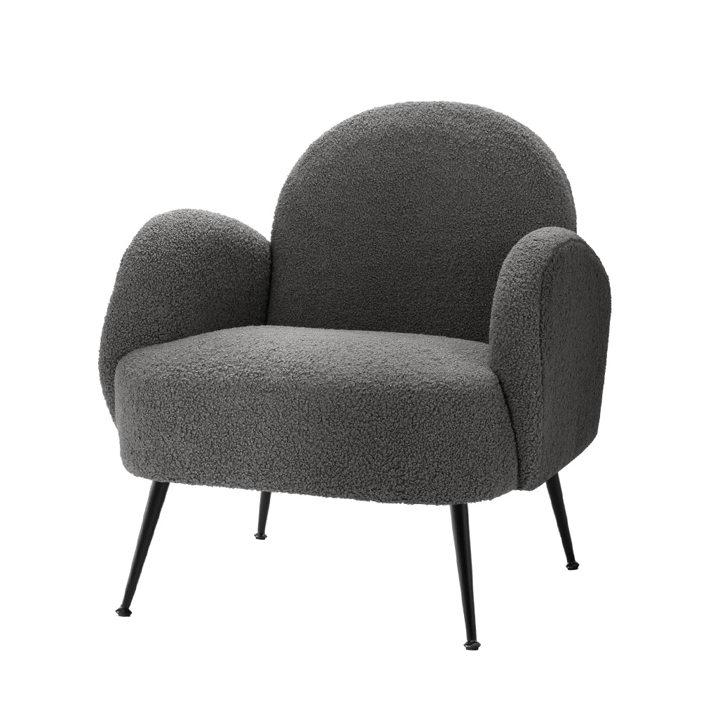 Arm Chairs & Recliners: Artiss Armchair Boucle Charcoal Hanes