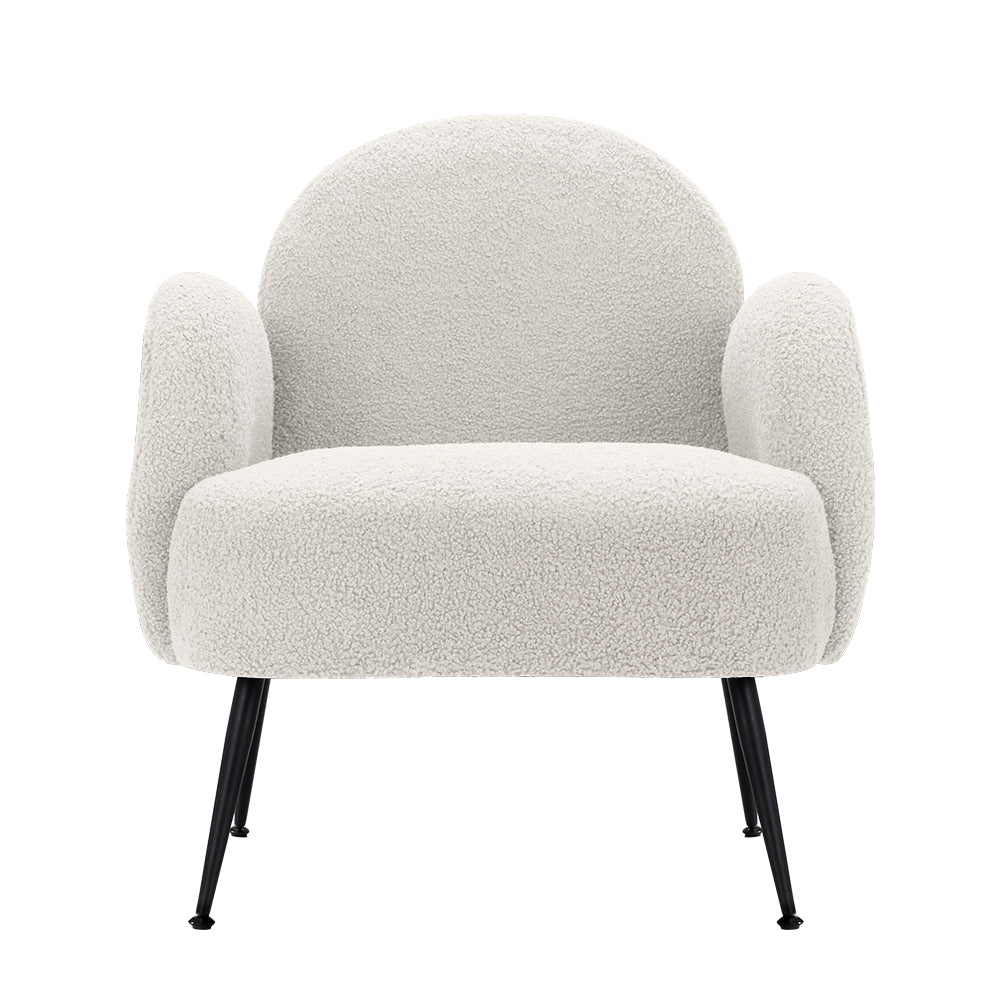 Arm Chairs & Recliners: Artiss Armchair Boucle White Hanes
