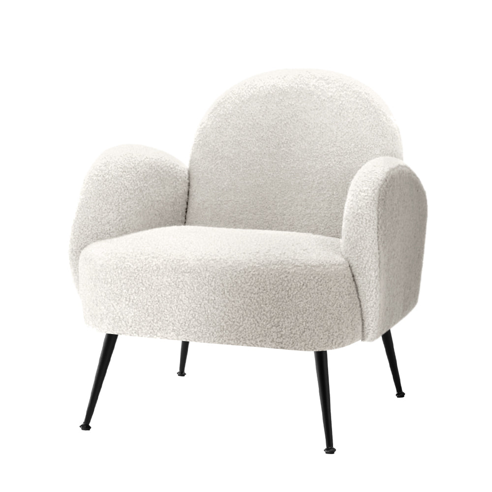 Arm Chairs & Recliners: Artiss Armchair Boucle White Hanes
