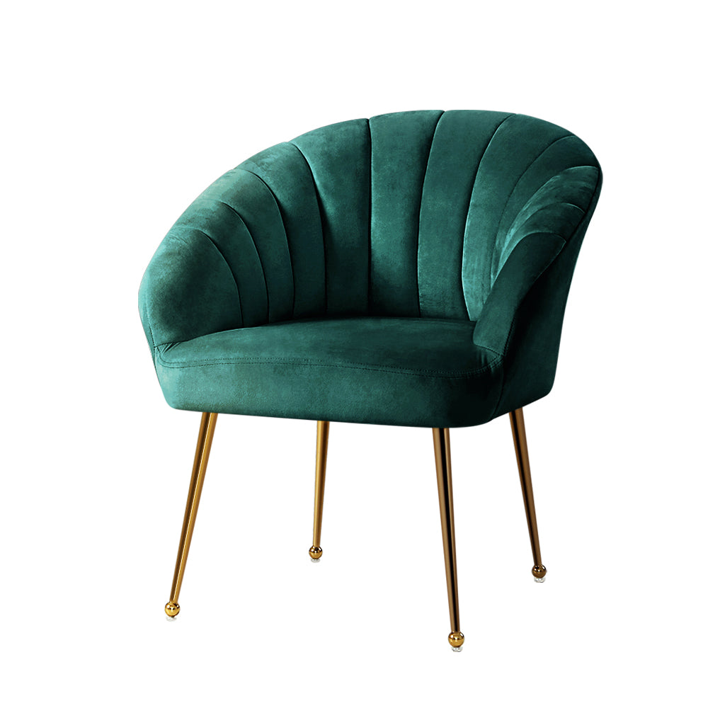 Arm Chairs & Recliners: Artiss Armchair Velvet Green Eloise
