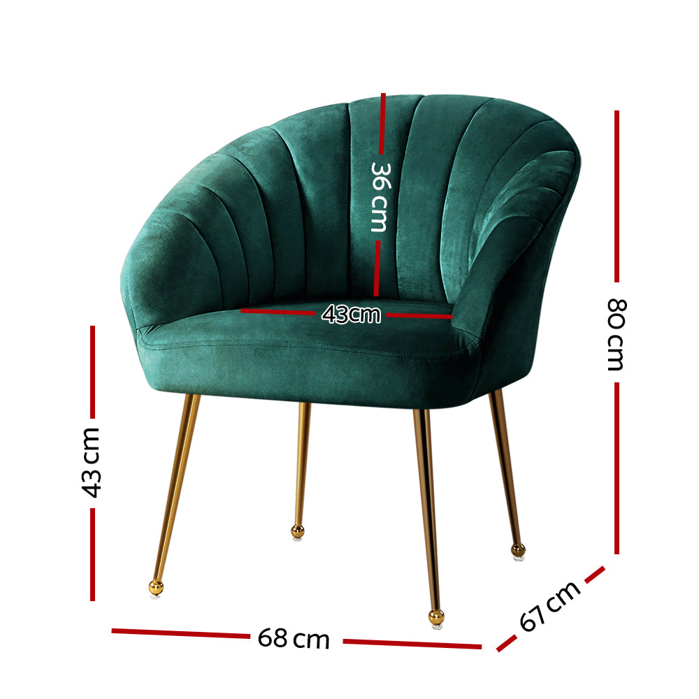 Arm Chairs & Recliners: Artiss Armchair Velvet Green Eloise