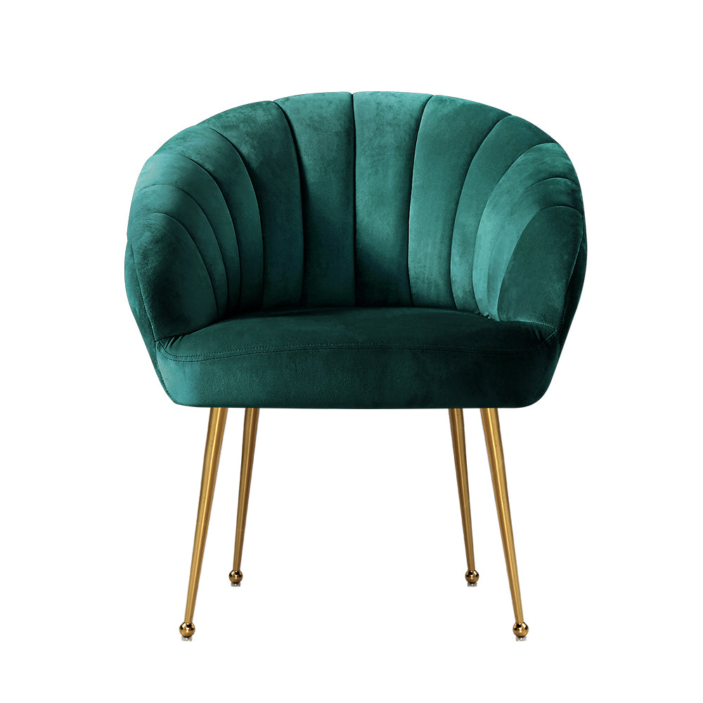 Arm Chairs & Recliners: Artiss Armchair Velvet Green Eloise
