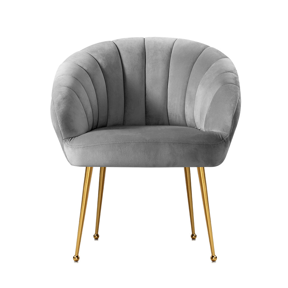 Arm Chairs & Recliners: Artiss Armchair Velvet Grey Eloise