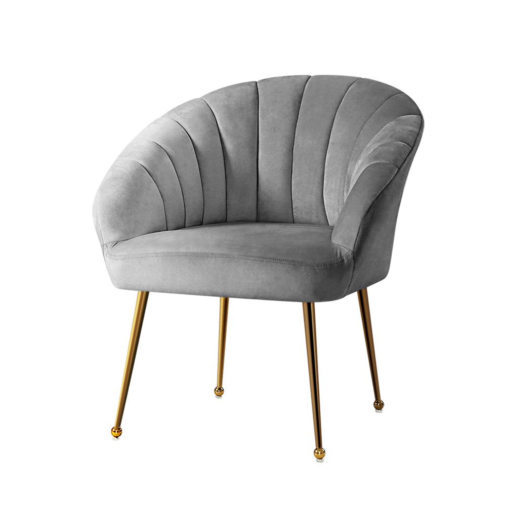 Arm Chairs & Recliners: Artiss Armchair Velvet Grey Eloise