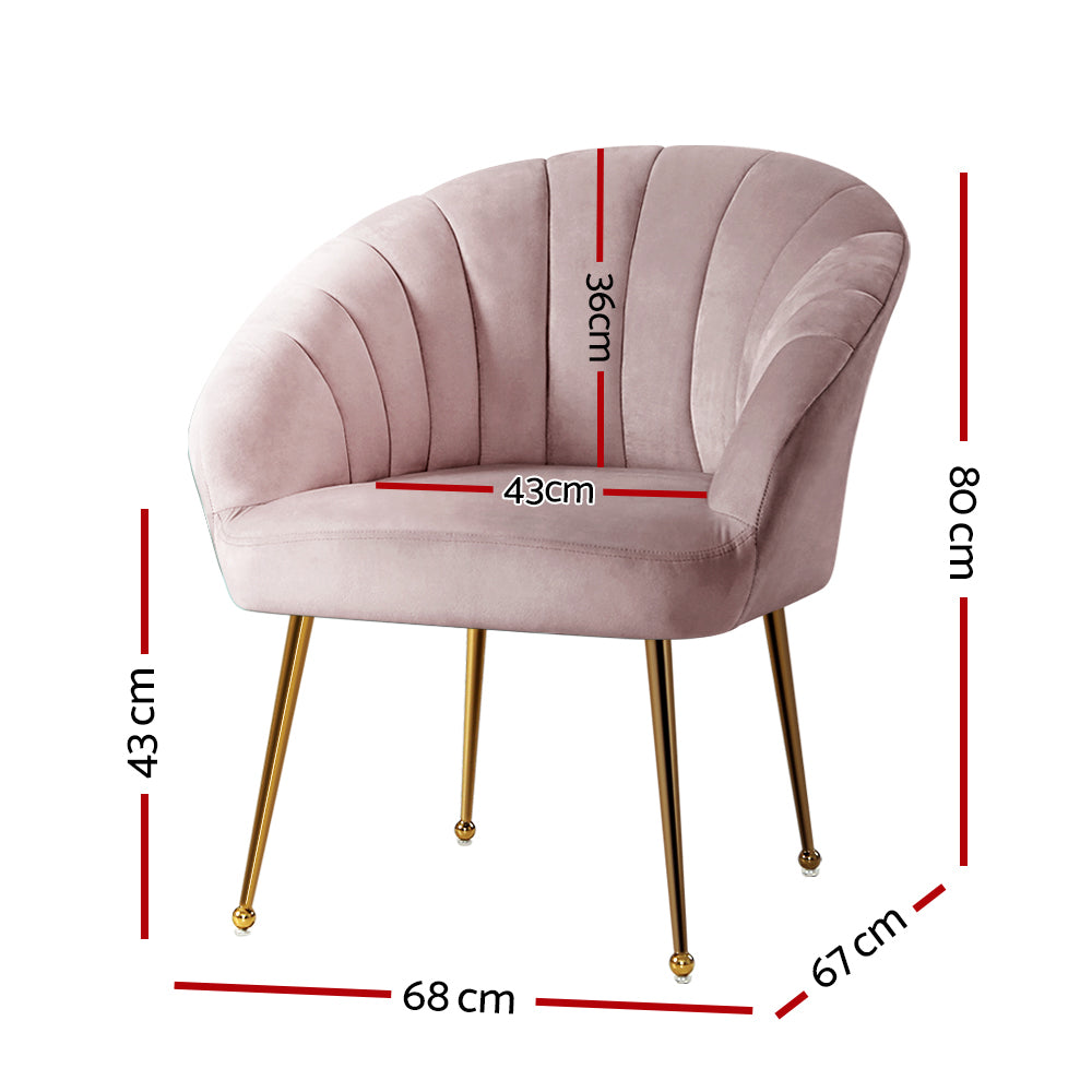Arm Chairs & Recliners: Artiss Armchair Velvet Pink Eloise