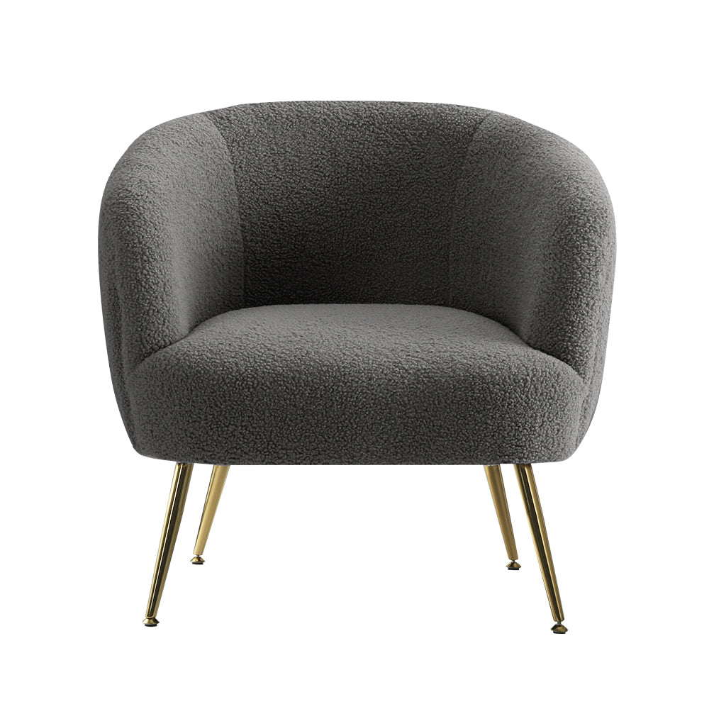 Arm Chairs & Recliners: Artiss Armchair Lounge Chair Accent Chairs Arm Armchairs Sherpa Boucle Charcoal