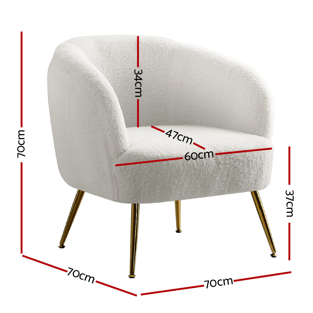 Arm Chairs & Recliners: Artiss Armchair Lounge Chair Accent Chairs Armchairs Sherpa Boucle Sofa White