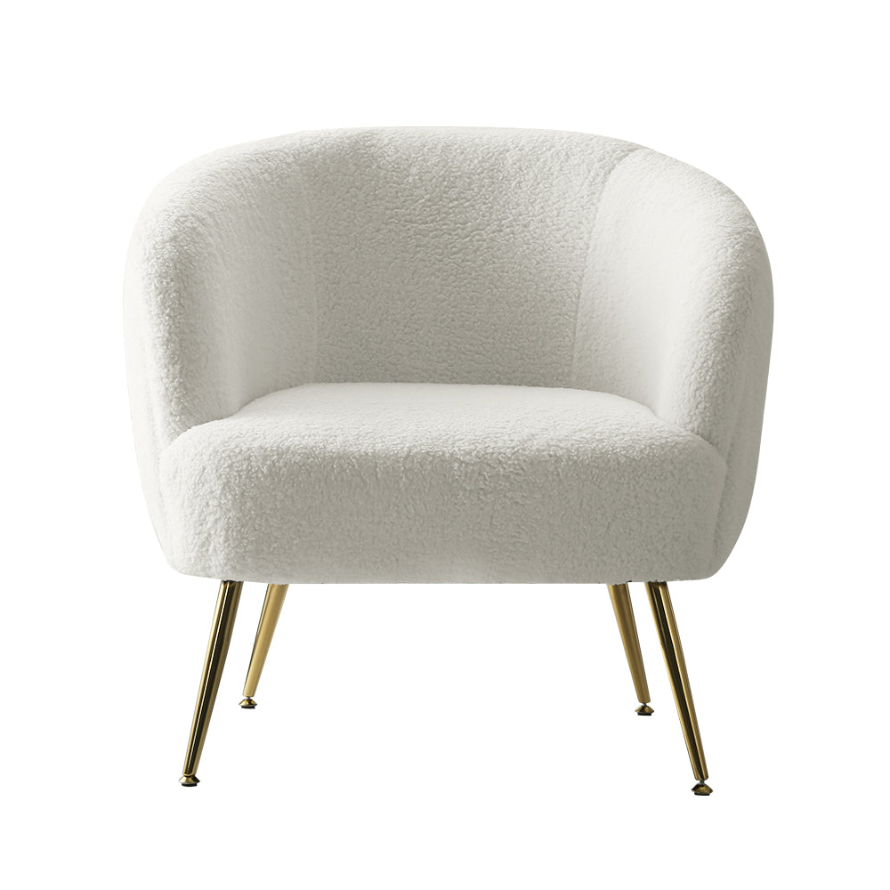 Arm Chairs & Recliners: Artiss Armchair Lounge Chair Accent Chairs Armchairs Sherpa Boucle Sofa White