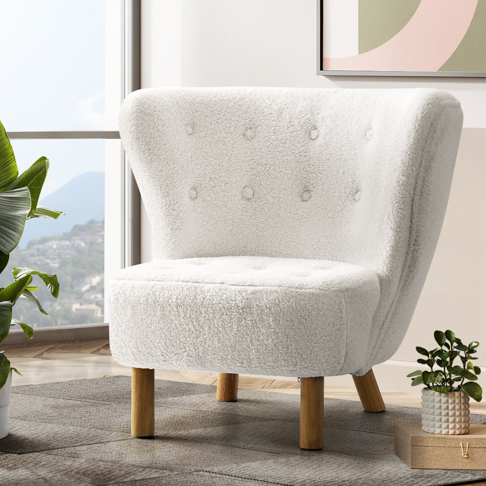 Arm Chairs & Recliners: Artiss Armchair Lounge Accent Chair Armchairs Couch Chairs Sofa Bedroom White