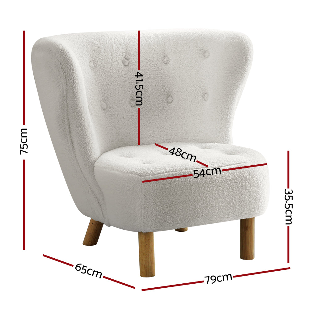 Arm Chairs & Recliners: Artiss Armchair Lounge Accent Chair Armchairs Couch Chairs Sofa Bedroom White