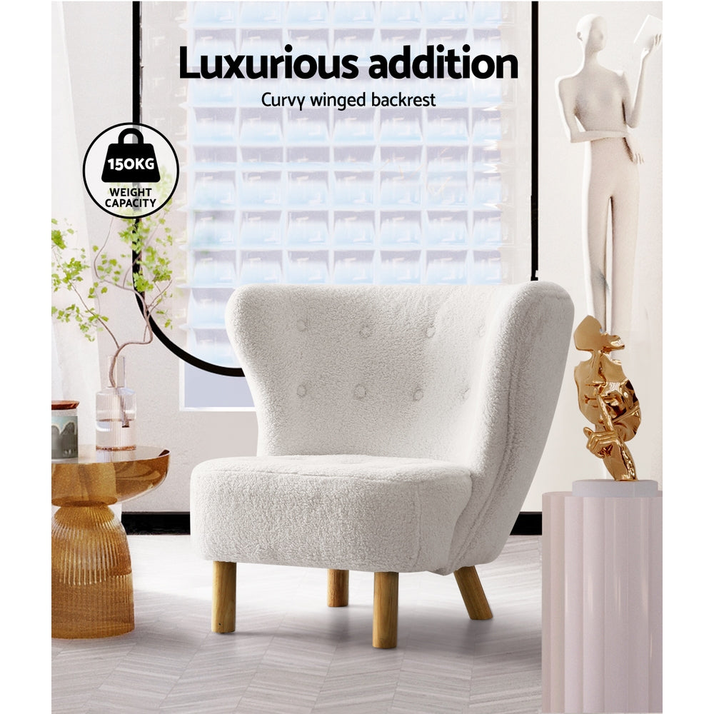 Arm Chairs & Recliners: Artiss Armchair Lounge Accent Chair Armchairs Couch Chairs Sofa Bedroom White
